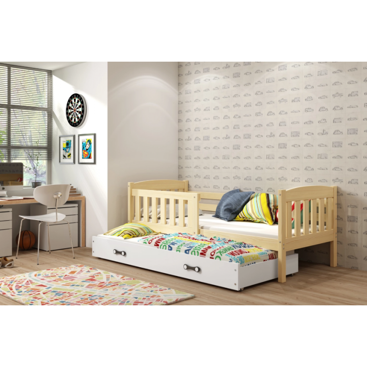 Jednolôžková posteľ Kubus3 Prírodná pre teenagerov 160x80 s matracom, rozkladacia - biela